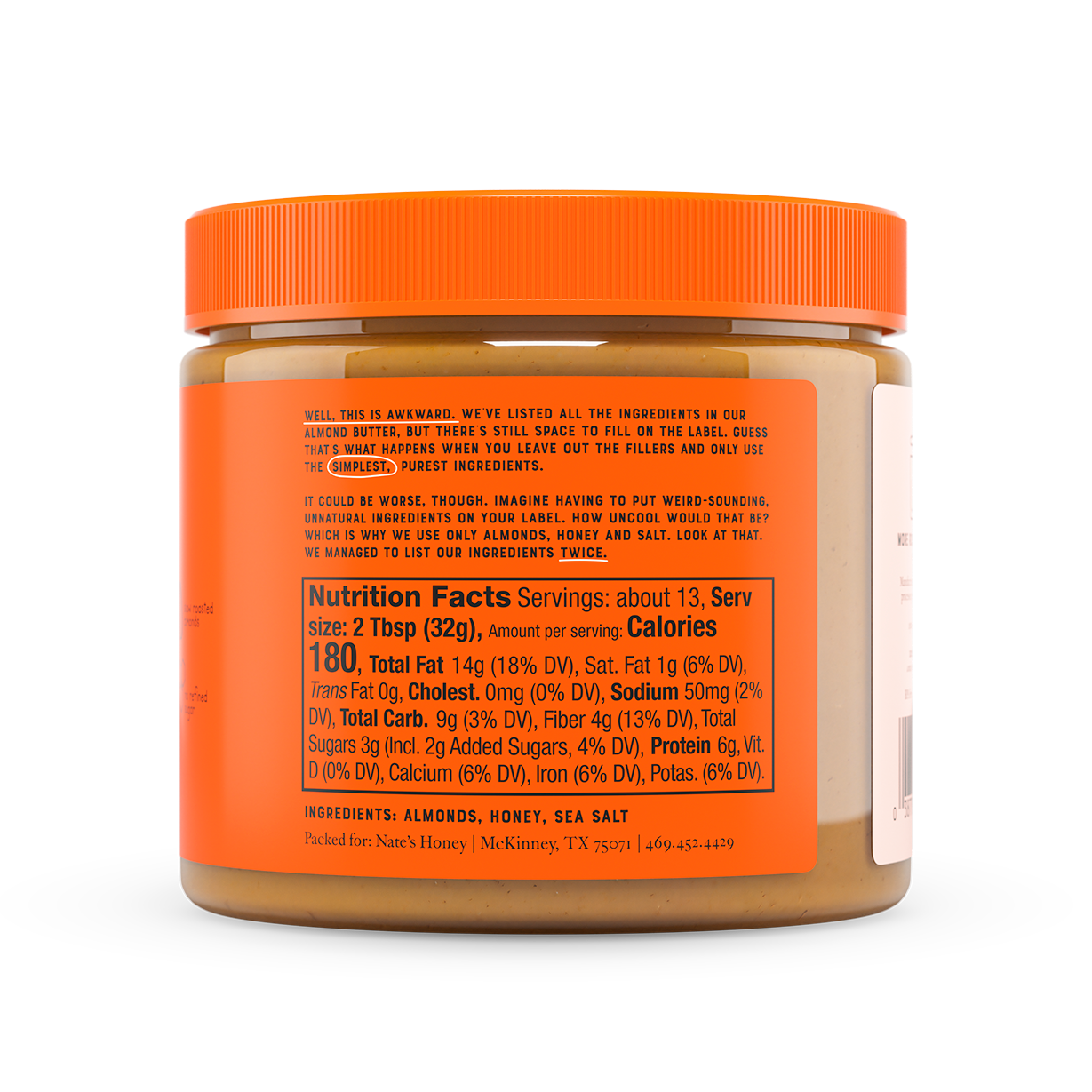 15oz Almond Butter Jar Nut Label Feature