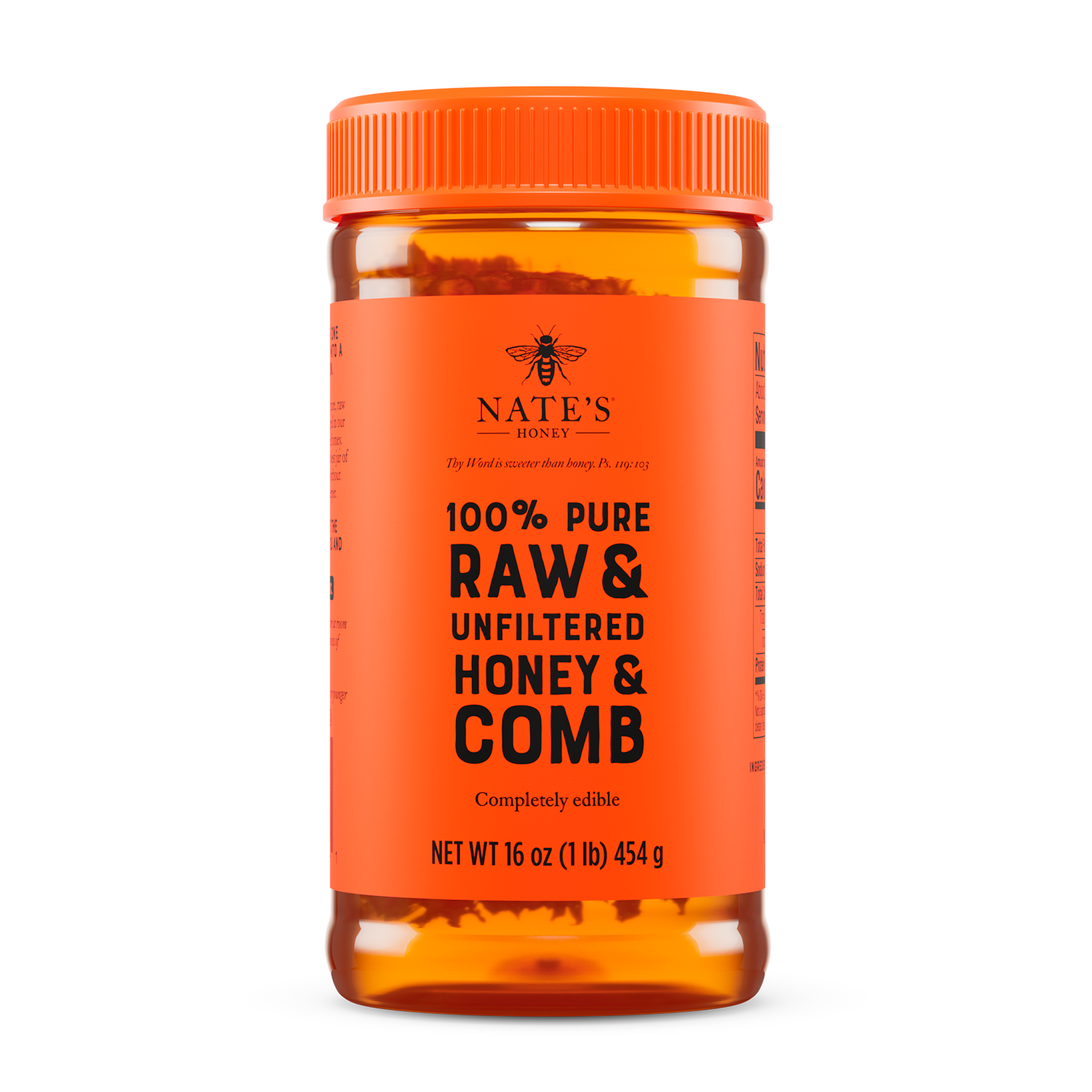 16oz Raw & Unfiltered Honey & Comb Front