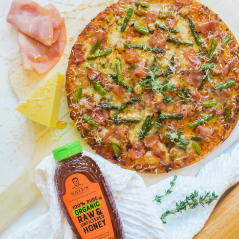 Ham & Asparagus Pizza with Honey Glaze