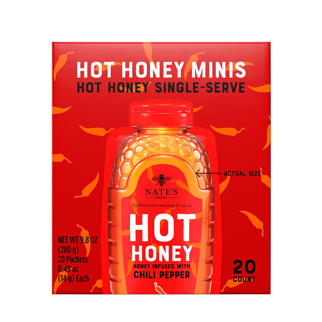 Hot honey minis front of box.