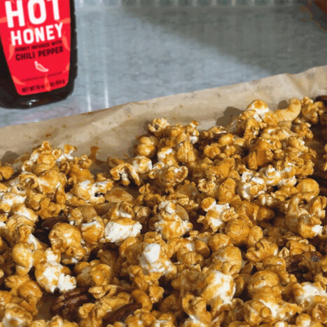 Hot Honey Caramel Popcorn Clusters