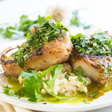 Grilled Lamb Chops with Honey Chimichurri Sauce