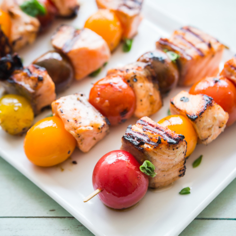 Grilled Tomato-Salmon Skewers