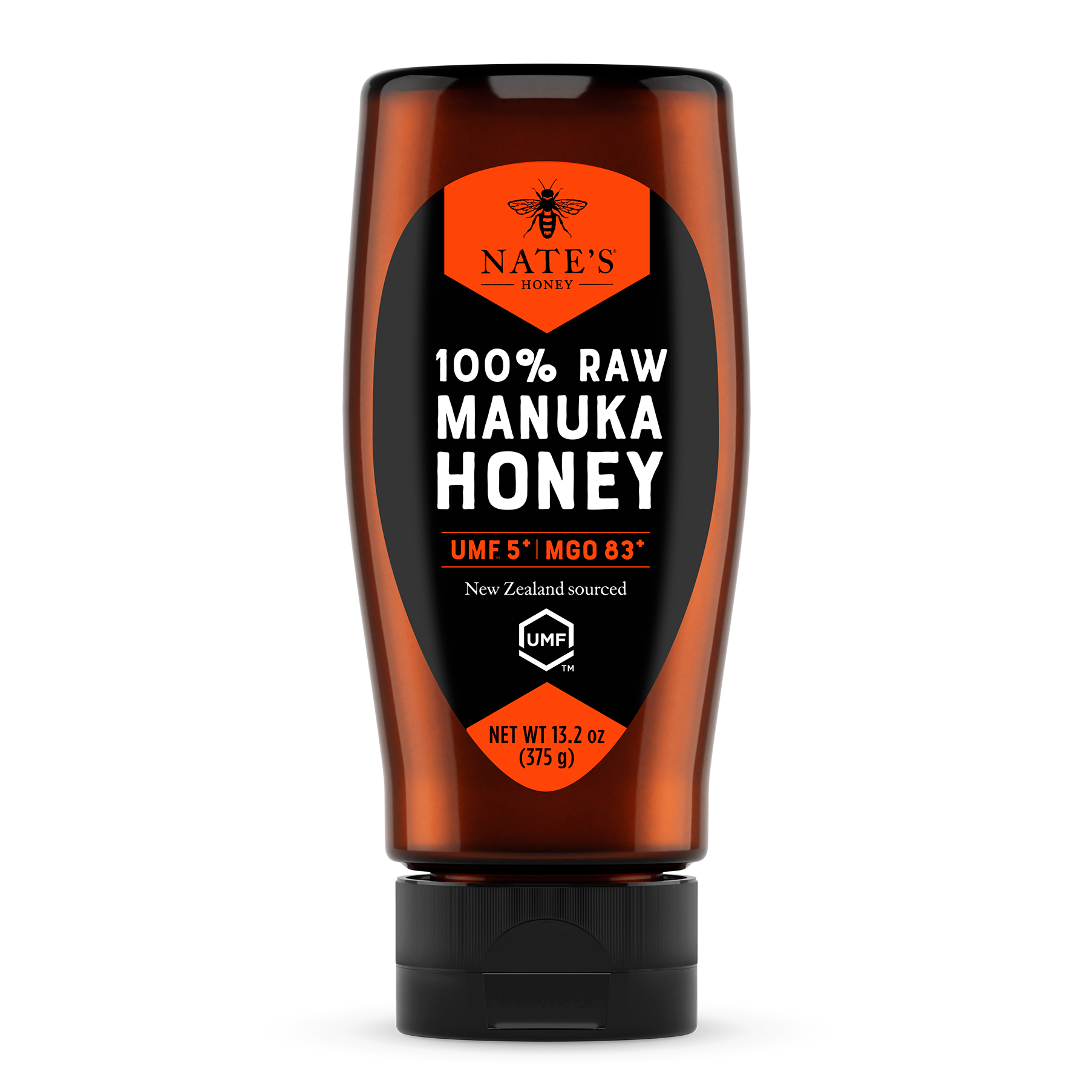 Front label of Nate's bottle of manuka UMF 5.