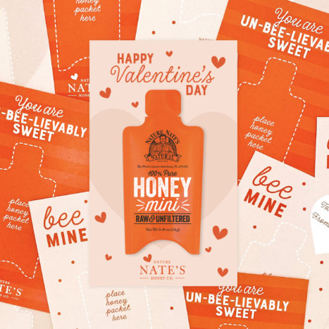 NATURE NATE’S HONEY CO. CELEBRATES A SWEET VALENTINE’S DAY WITH FREE-BEE CARDS AND PRINTABLES