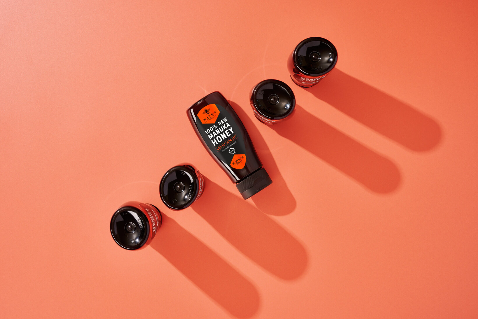 Manuka Assortment on red background.