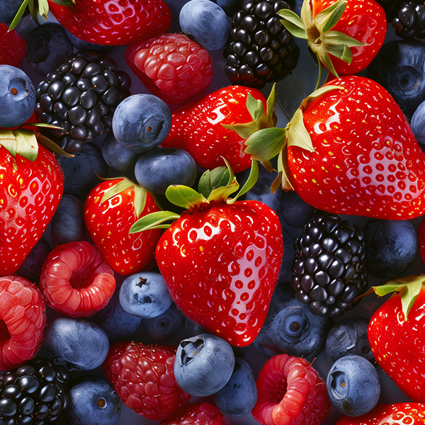 close up of berries with honey